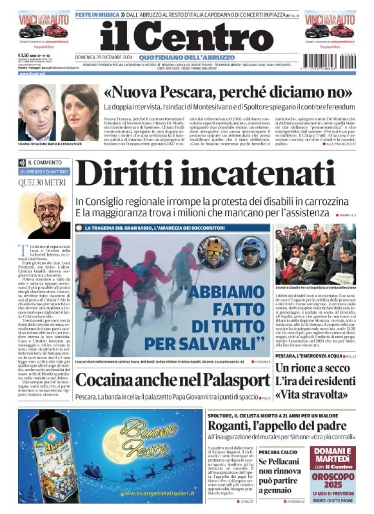 Prima-pagina-il centro-oggi-edizione-del-2024-12-29